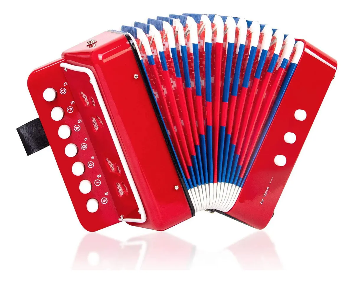 ACORDEON INFANTIL DE 7 TECLAS COLOR ROJO
