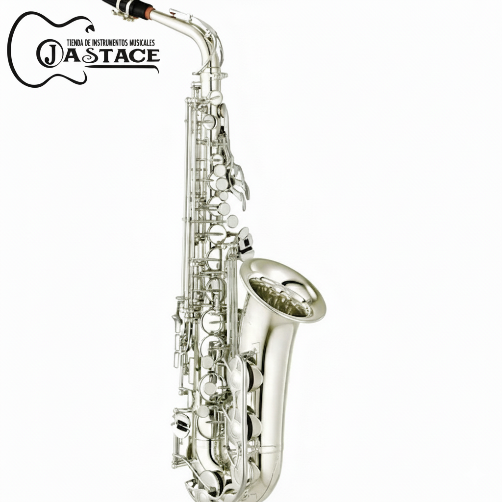 SAXOFON ALTO YAMAHA CON LLAVE DE FA PLATEADO